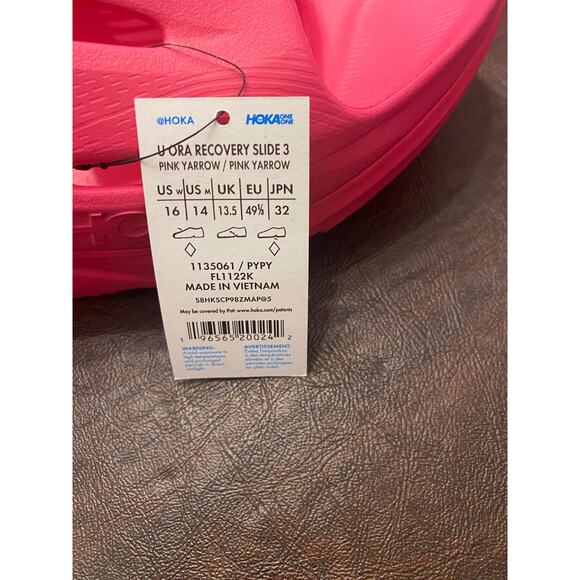 NWT Hoka Ora Recovery Slide 3 Sandals Pink Sze 14M/16W Athleisure Travel Comfort - Picture 4 of 4
